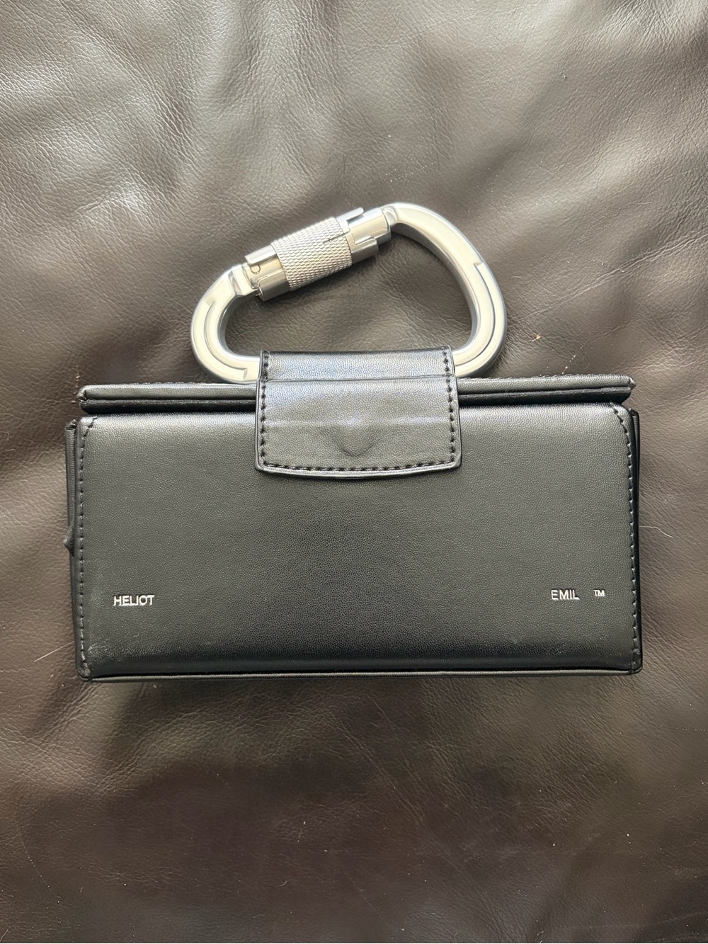 Heliot Emil Black Leather Wristlet Clutch